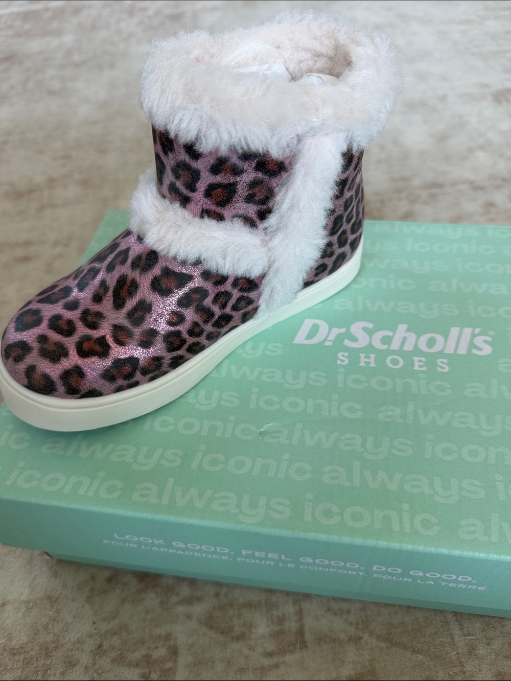 Dr. Scholl's Kids Pink Leopard Faux Fur Winter Boots